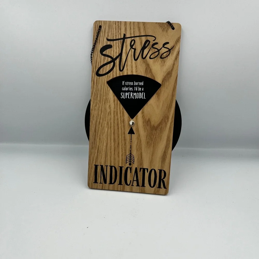 Funny Wood Stress Indicator Sign Wall Decor Hanging‎ Chain Quote Gift